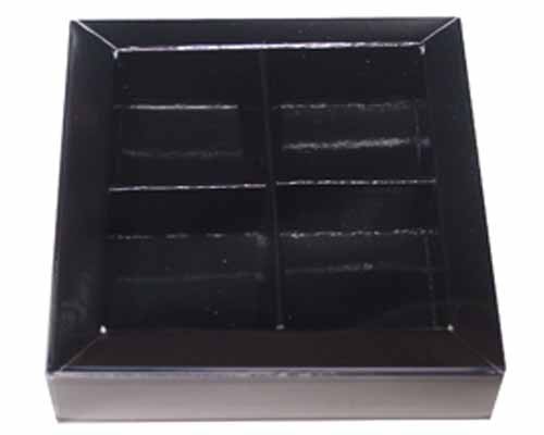 Windowbox 66x66x19mm 4 division noir laque 